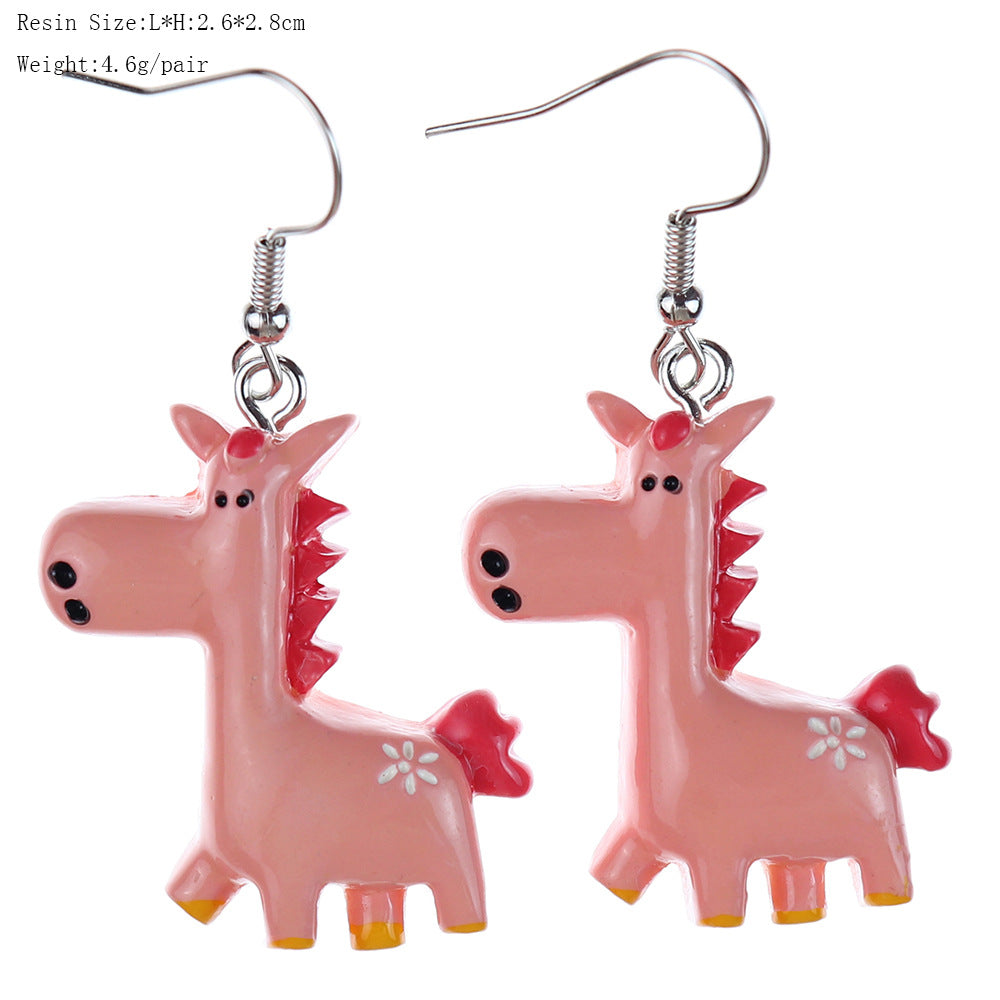 Wholesale fun cute cartoon animal pony earrings