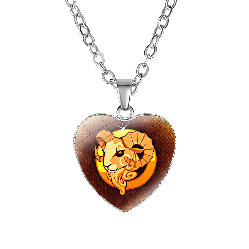 Wholesale twelve constellation love necklace Creative Time gem pendant necklace