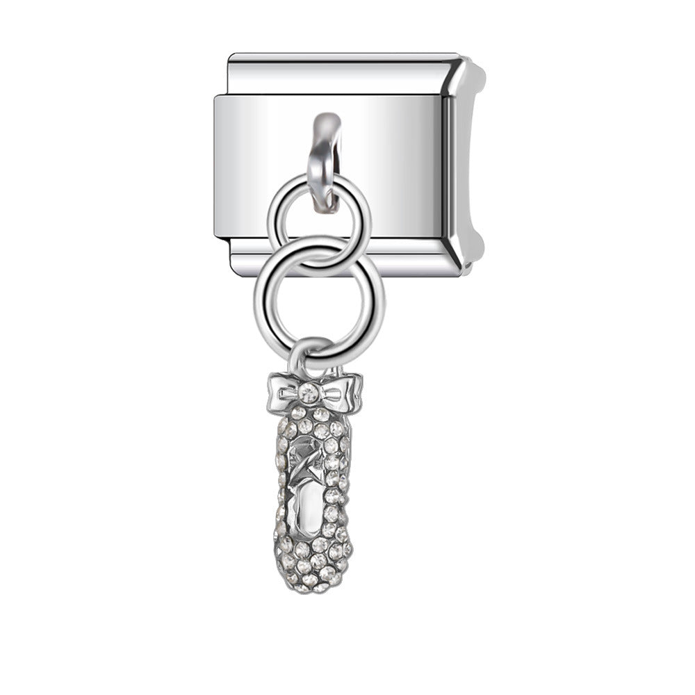 Wholesale Italian Charm Bracelet 9mm DIY Splicing Stainless Steel Heart Pendant Composable Bracelet