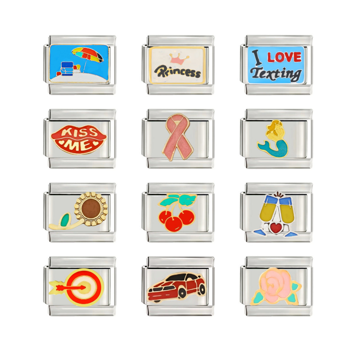 Wholesale talian Charm Starter Bracelets DIY square Single Section Creative Stainless Steel Composable Bracelet