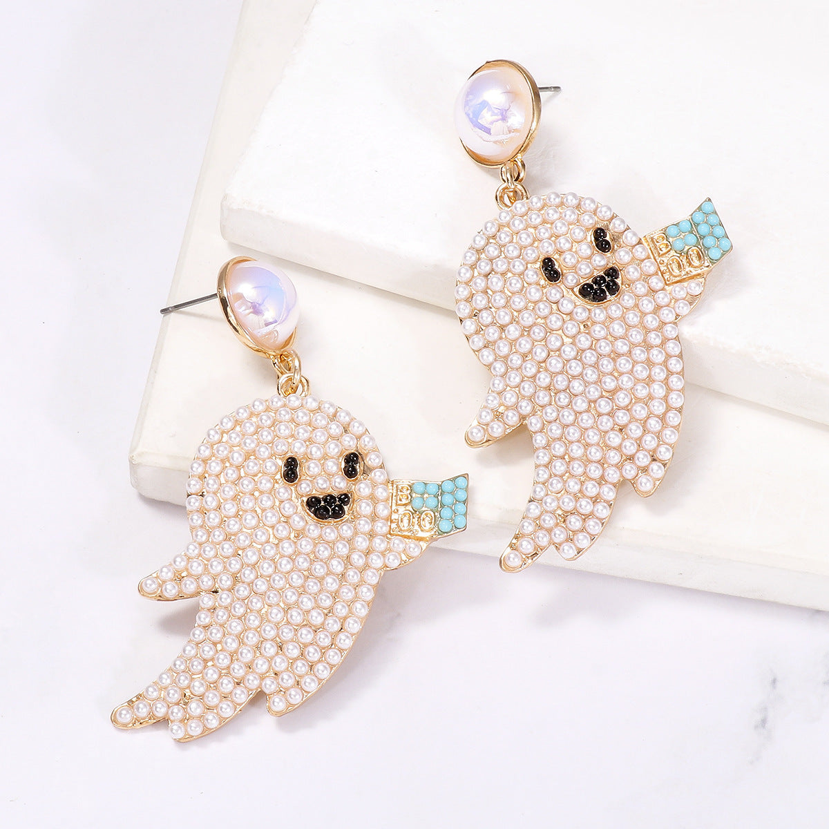 Wholesale Cute Halloween Ghost Diamond Round Bead Earrings ACC-ES-JuJia005
