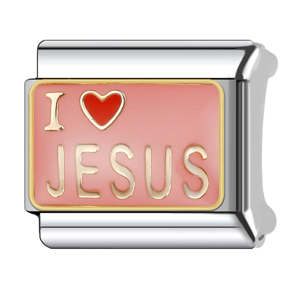 Wholesale Italian Charm Bracelet 9mm DIY Splicing English Series Stainless Steel Composable Bracelet