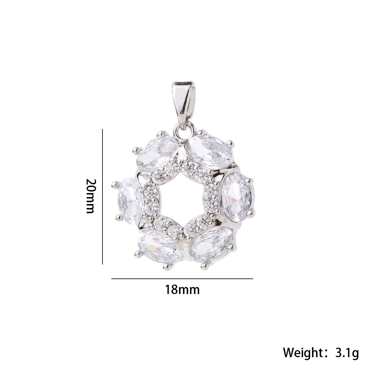 Wholesale Gold Plated Brass Zircon Pendant Snowflake Necklace Charm Elegant Round DIY Jewelry Accessory For Women Casual Boutique Resale