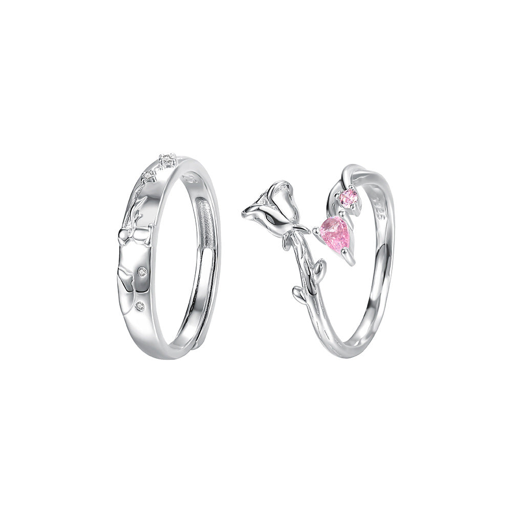 Wholesale Prince and Rose Couple S925 Sterling Silver Ring