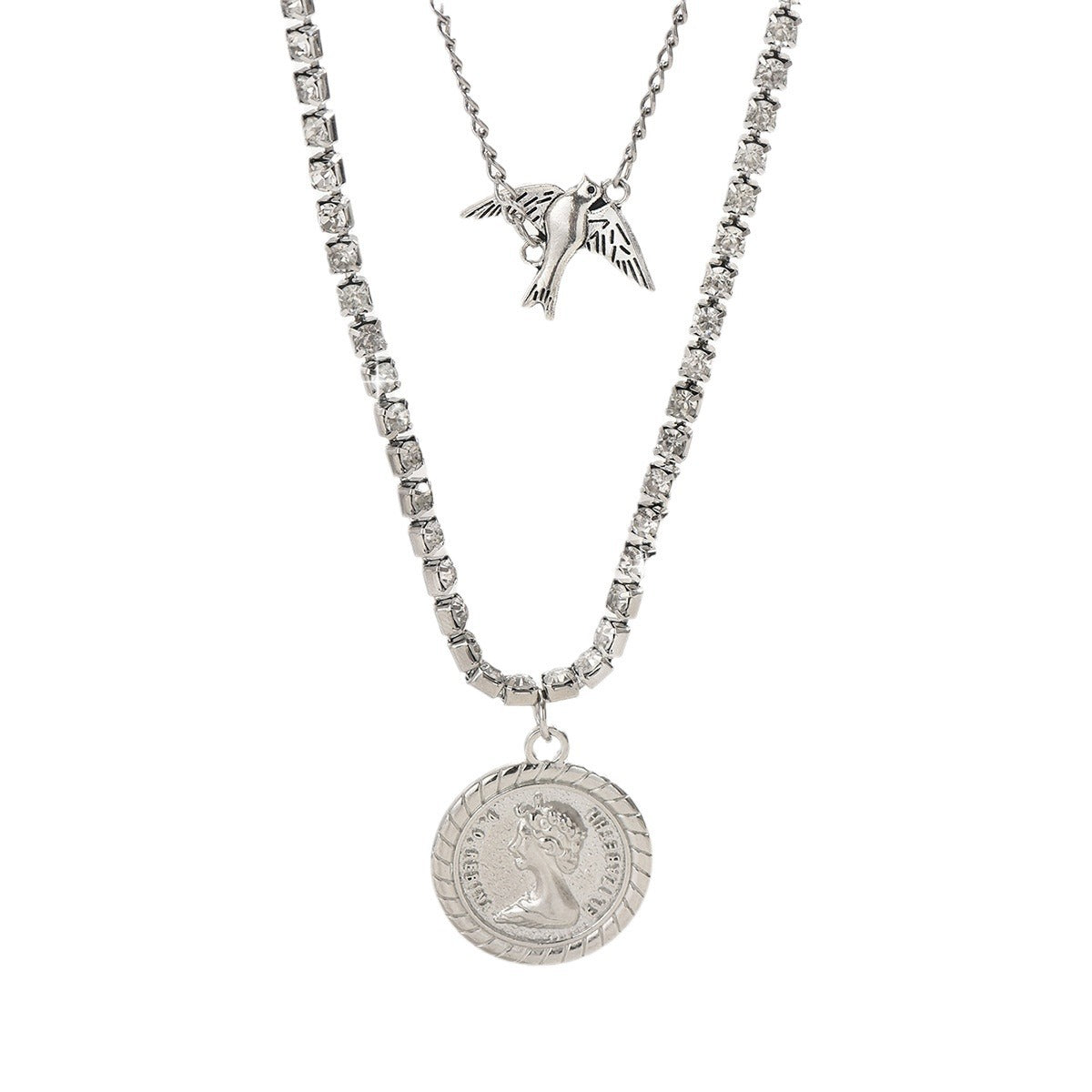 Wholesale Copper Vintage Pigeon Pendant Necklace for Women,  Punk Style Layering Jewelry Gift