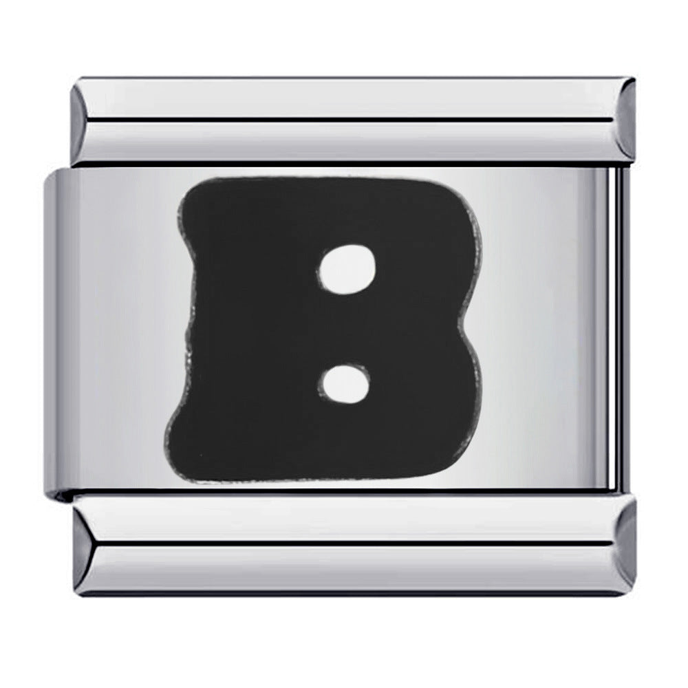 Wholesale Italian Charm Bracelet  Black English Letters DIY Stainless Steel Composable Bracelet