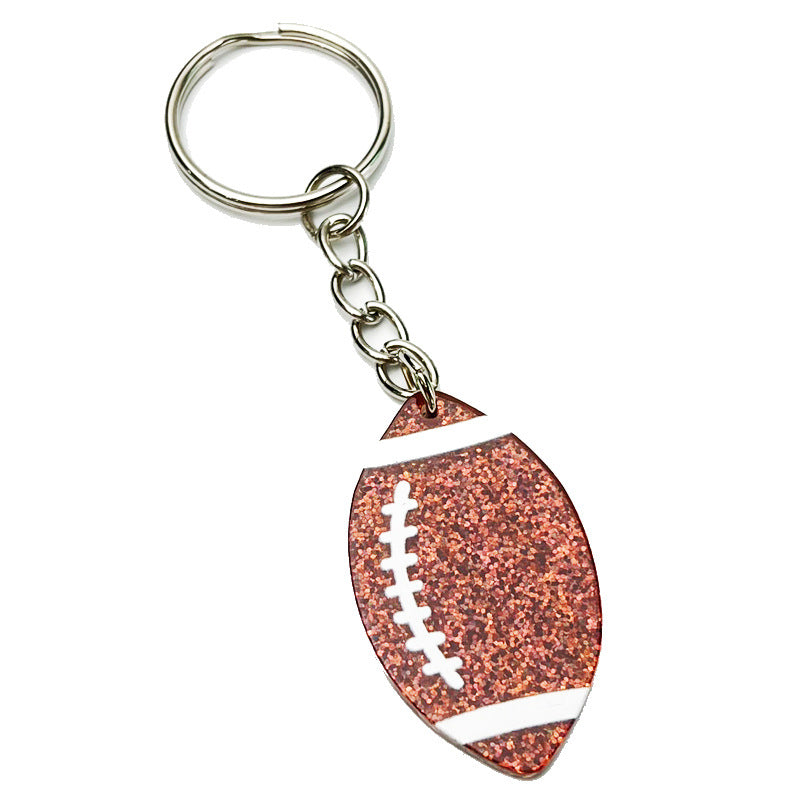 Wholesale 2pcs Shiny Football Soccer Basketball Acrylic Keychain Creative Keychain ACC-KC-HY027