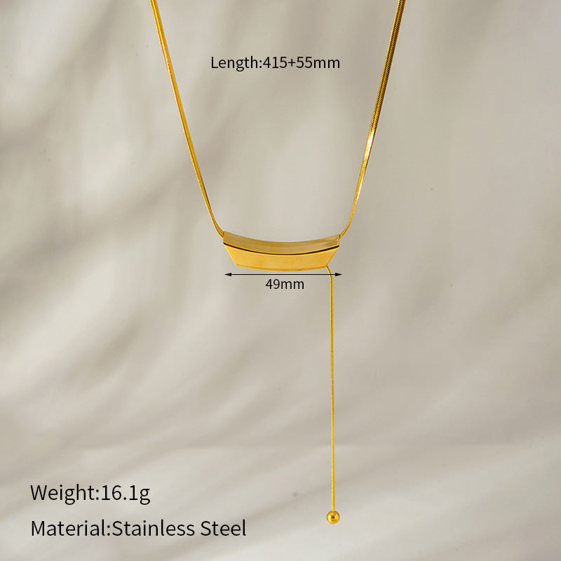 Wholesale Simple Curved Tube Round Pendant Necklace