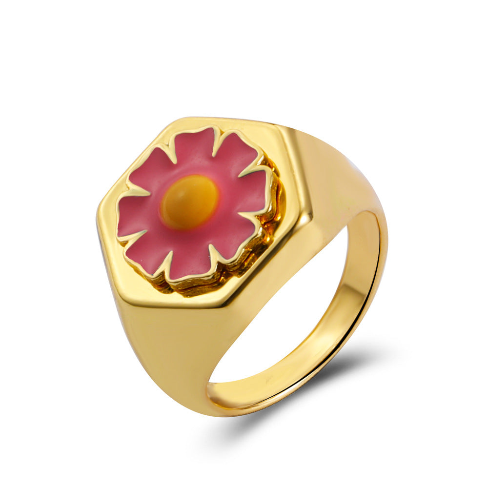 Wholesale Simple Oil Drop Flower Alloy Rings ACC-RS-MY009