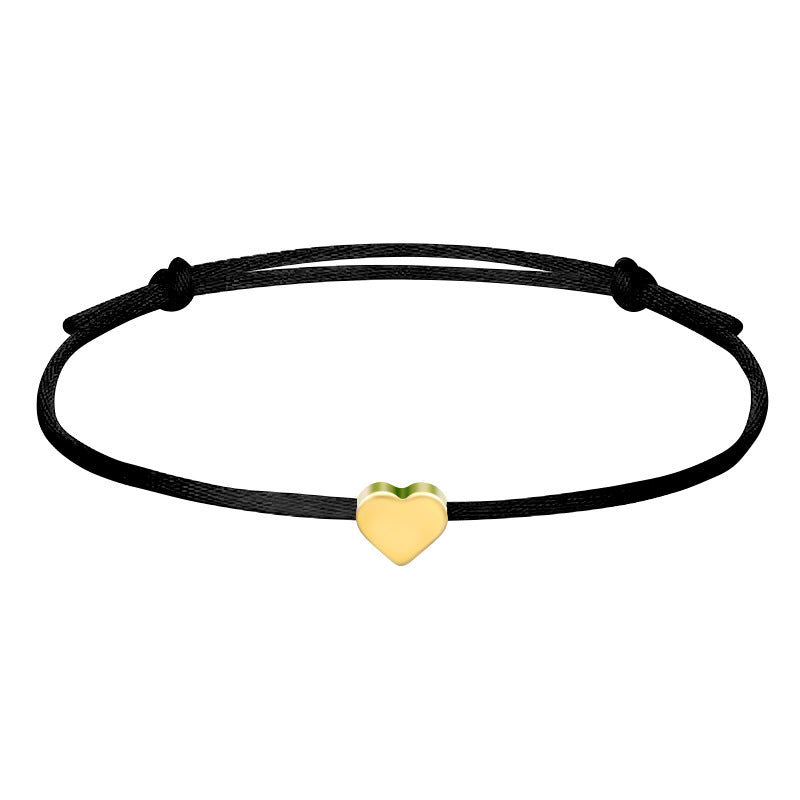 Wholesale Black And Gold Heart Bracelet Set Minimalist Pull Cord Rope Bracelets Everyday Wear Fashion Jewelry Accessory