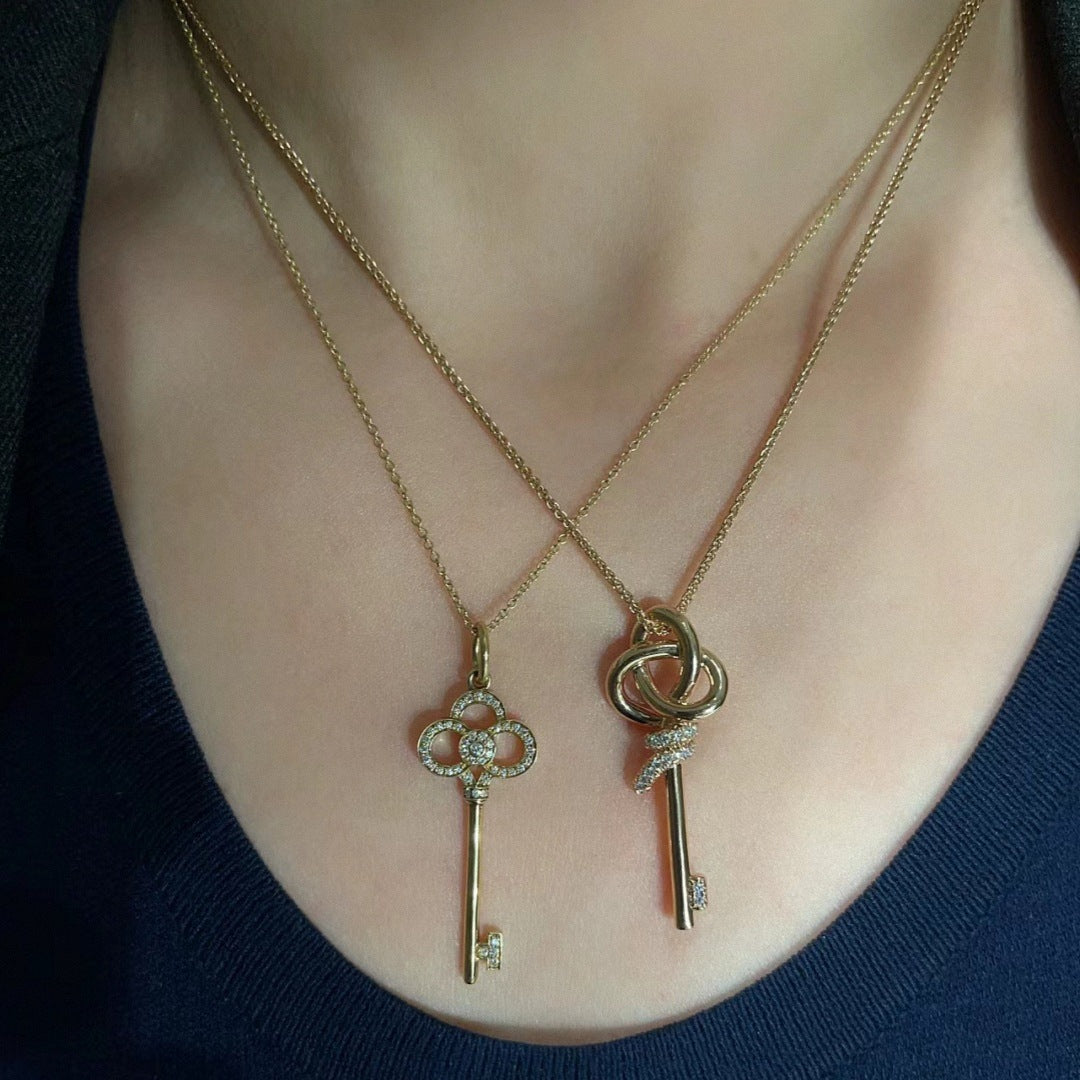 Wholesale  Pink Diamond Rose Gold Chain Vintage Necklaces