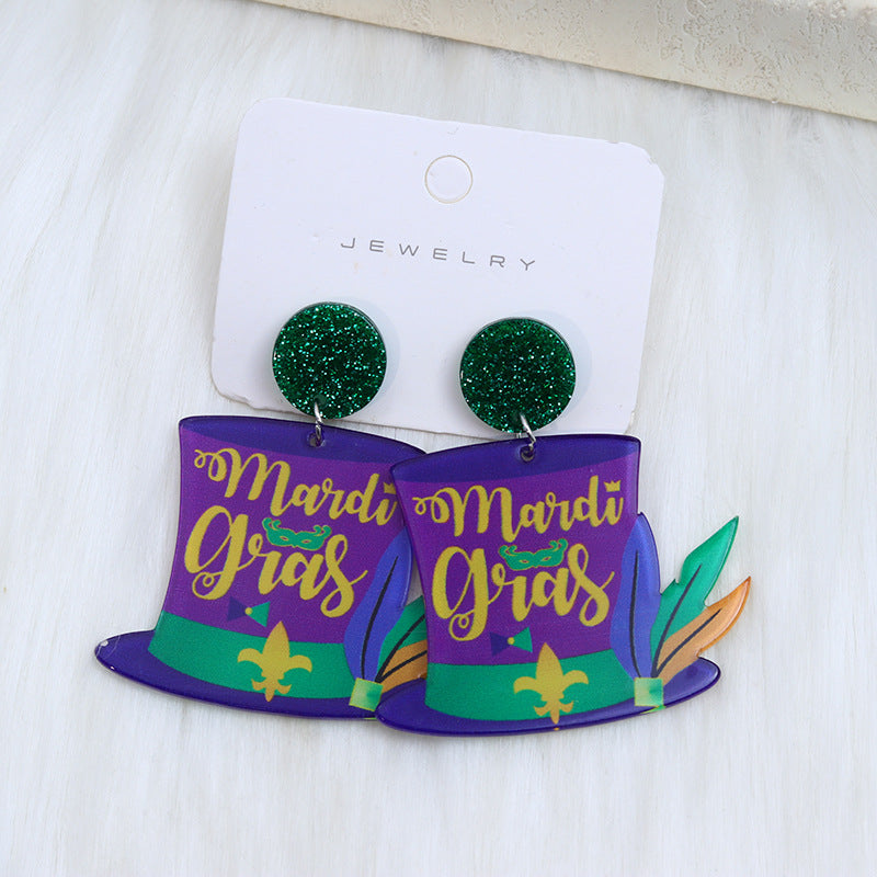 Wholesale  Mardi Gras Christmas Acrylic Earrings