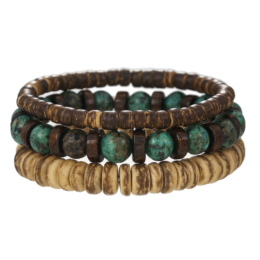 Wholesale  Coconut Shell Wood Multi-layer Stacked Wear Bracelet suit