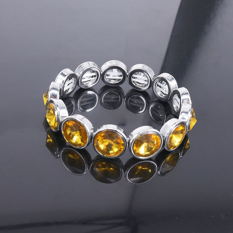 Wholesale Vacation Style Gold Electroplated Zinc Alloy Colored Glass Bracelet,  Modern Jewelry Accessory