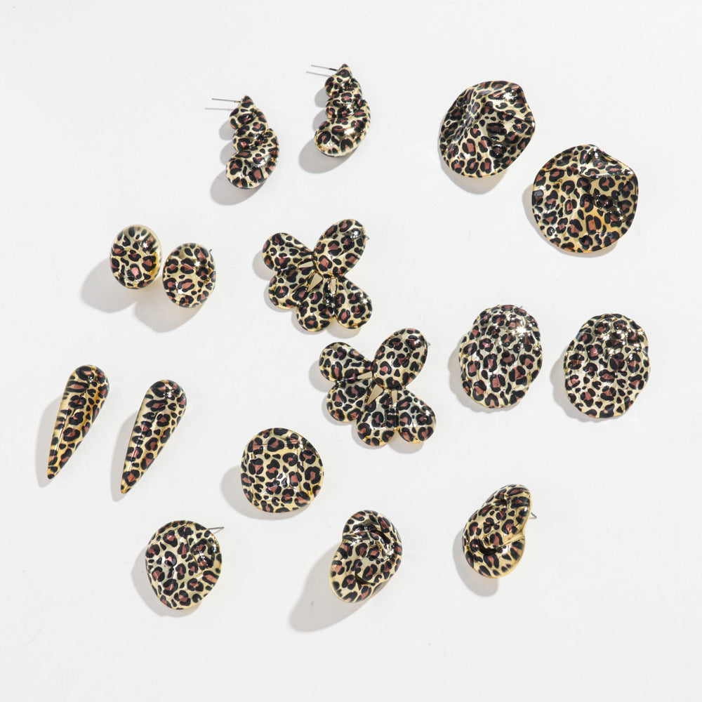 Wholesale  Retro Leopard Earrings  Geometric Leopard Earrings