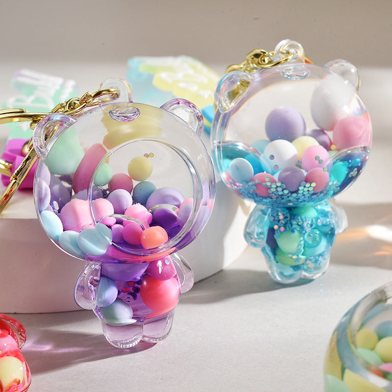Wholesale Acrylic Liquid Into The Oil Bear Keychain