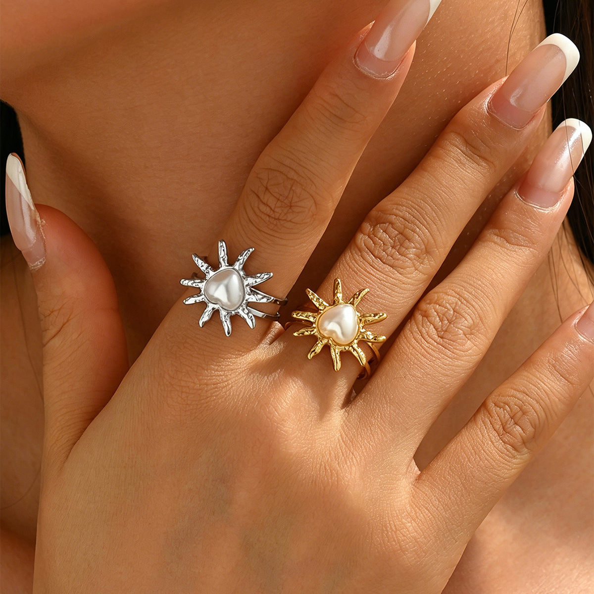 Wholesale Sweet Princess Pearl Flower Open Ring Stainless Steel 18K Gold Plated Women S Fashion Jewelry Accessory For Everyday Wear And Boutique Resale
