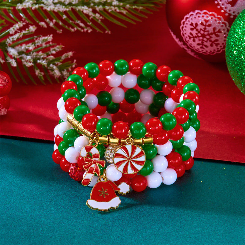 Wholesale  Snowflake Bell Colorful Beaded Bracelet