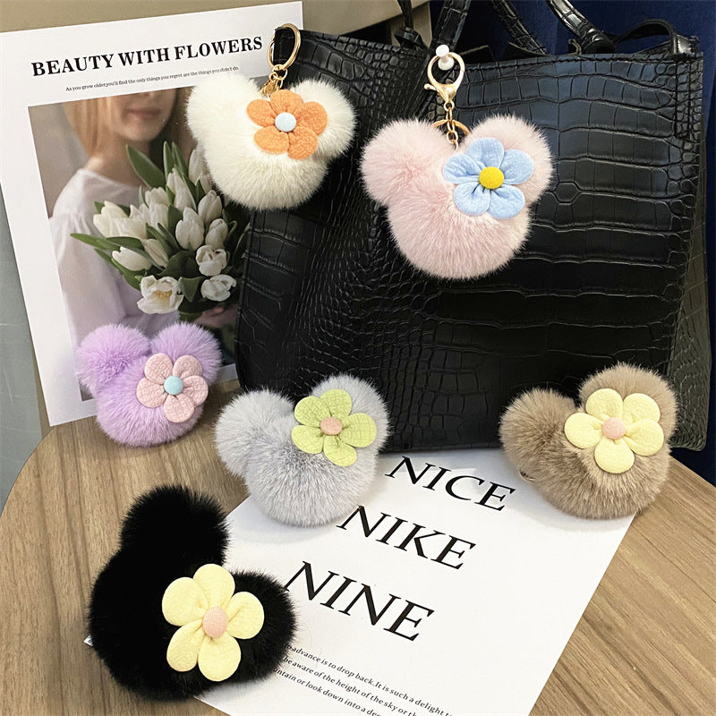 Wholesale Trendy Cartoon Mouse Head Plush Keychain Bag Charm Car Key Accessory Party Gift