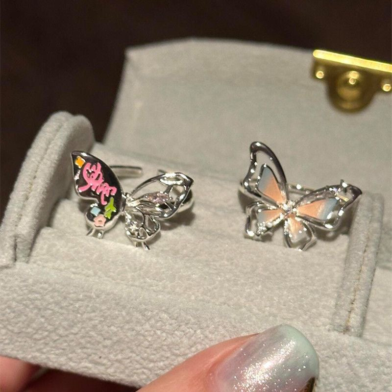 Wholesale Hollow Gradient Butterfly Ring Trendy Women' s Jewelry Accessory Gift