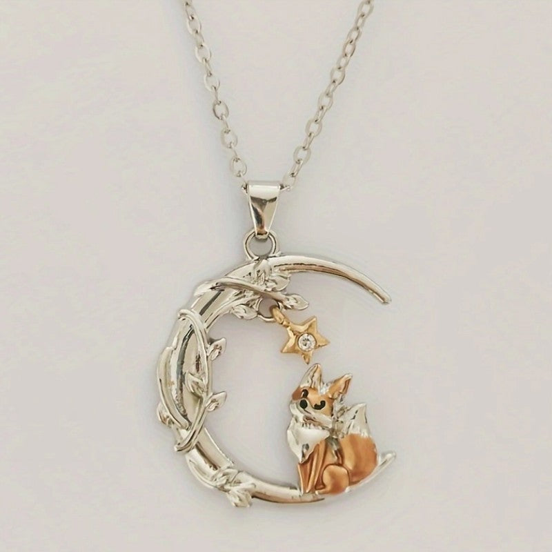 Wholesale Fox Moon star branch pendant necklace