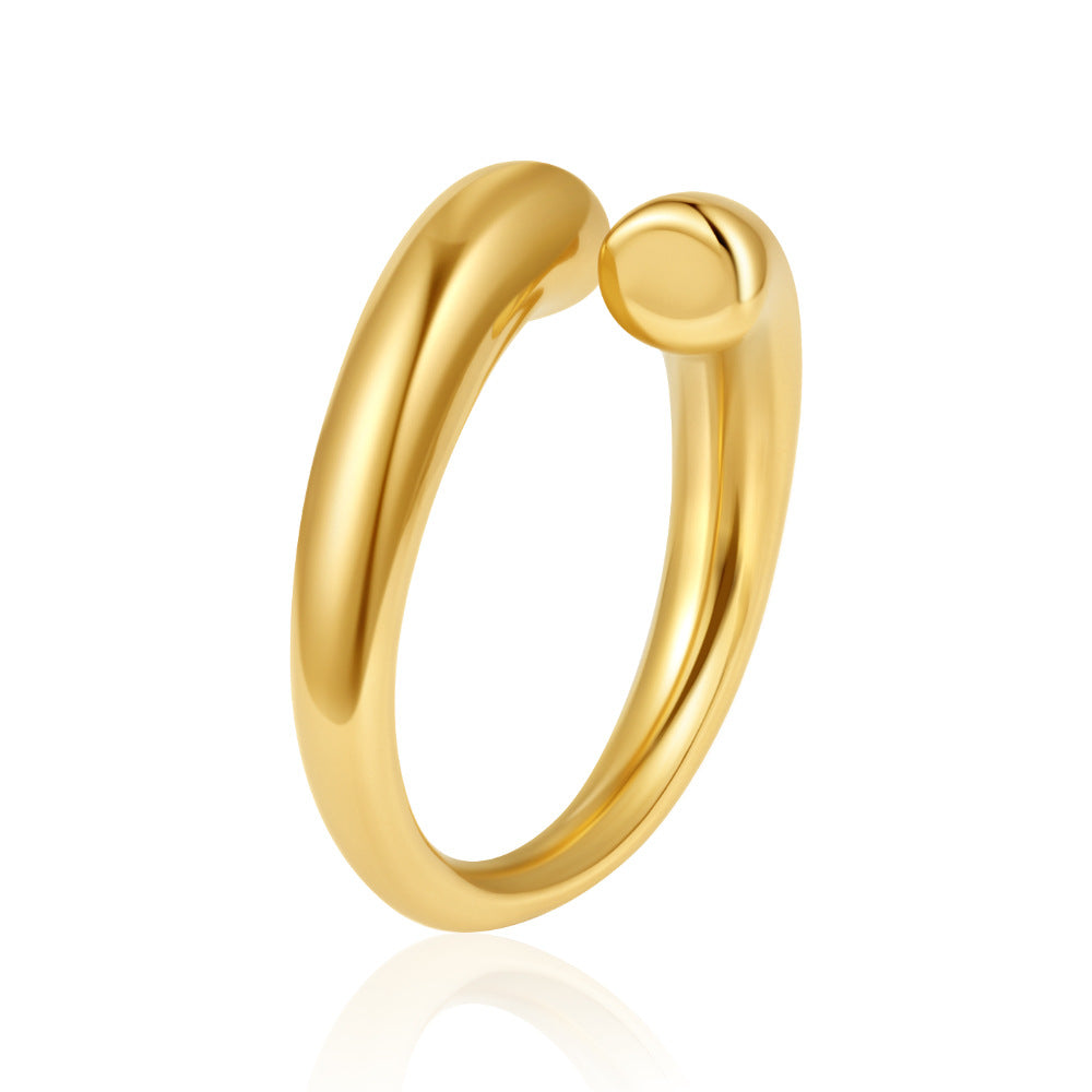 Wholesale Trendy Stainless Steel Cross Ring with Honeycomb Design,  Gold Finish Open Ring Fashion Accessory for Women