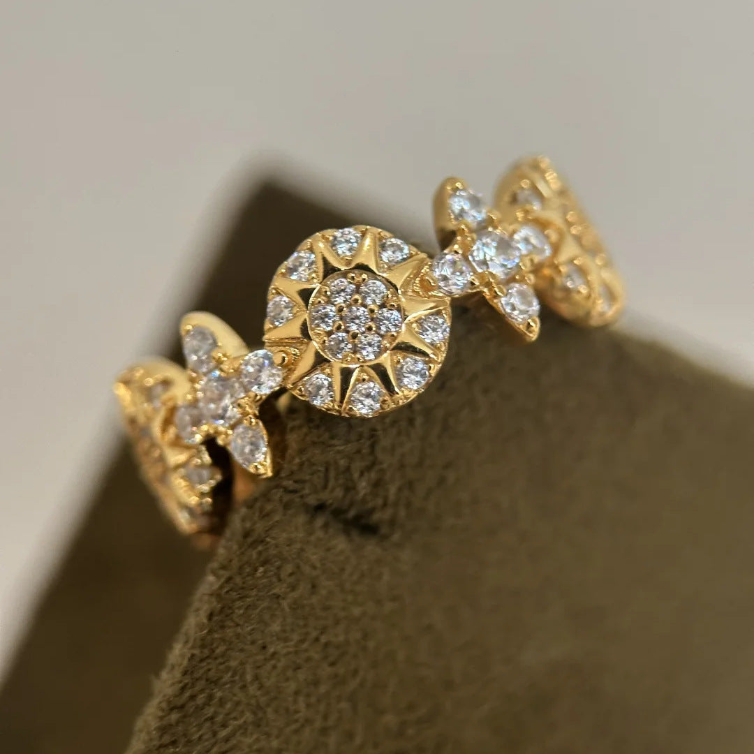 Wholesale Compass ring sunflower personality ring