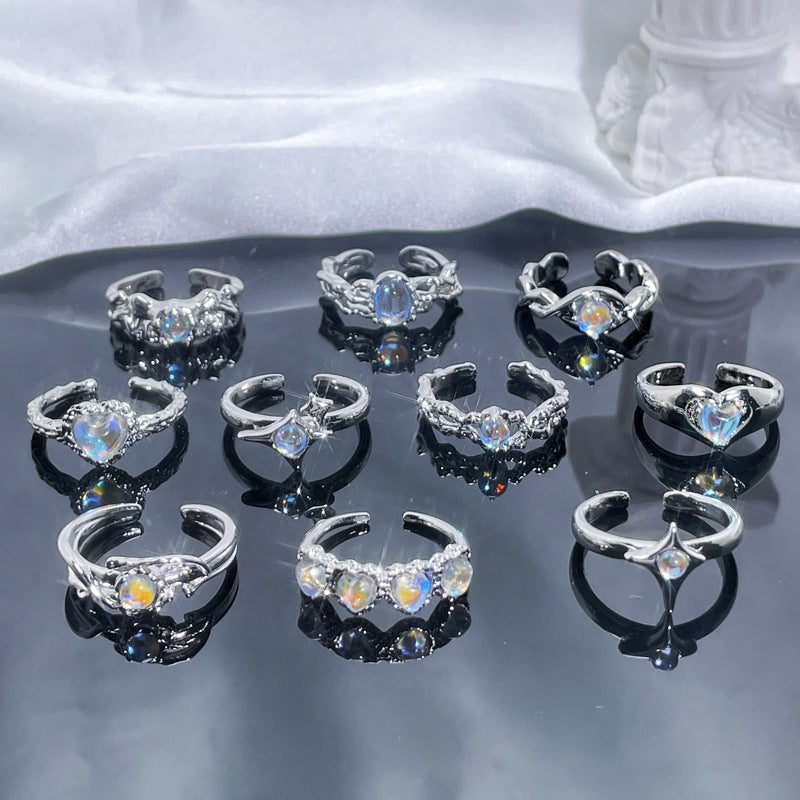 Wholesale Personalized texture Moonstone open ring