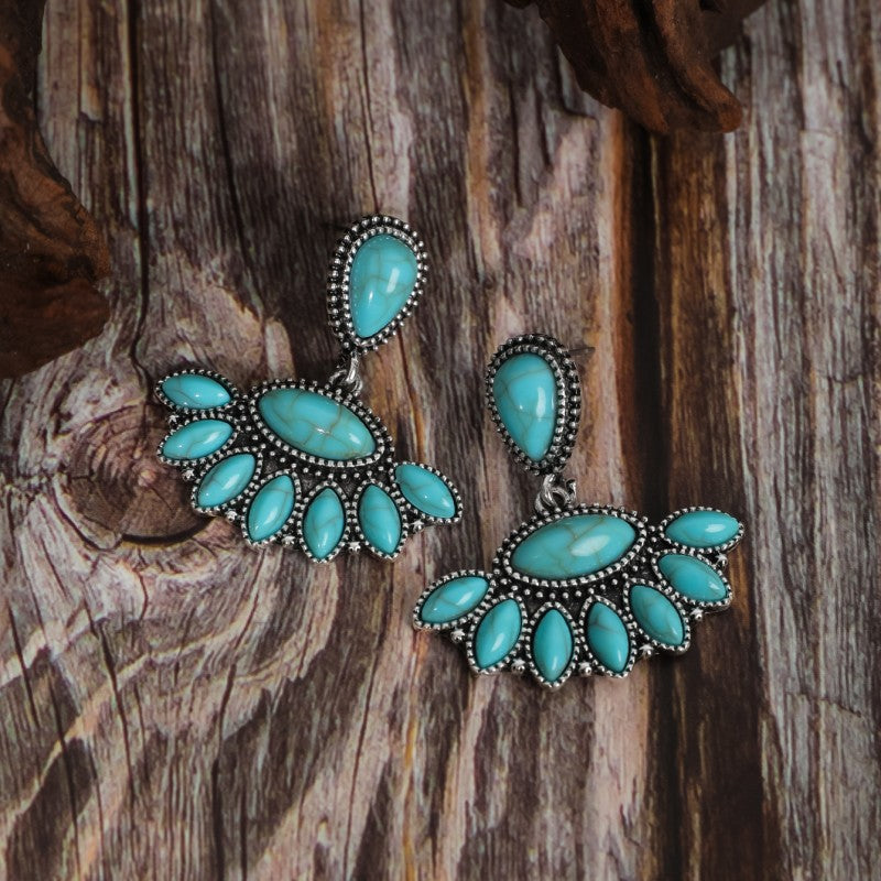 Wholesale Bohemian Vintage Ethnic Style Turquoise Earrings ACC-ES-JunJie003