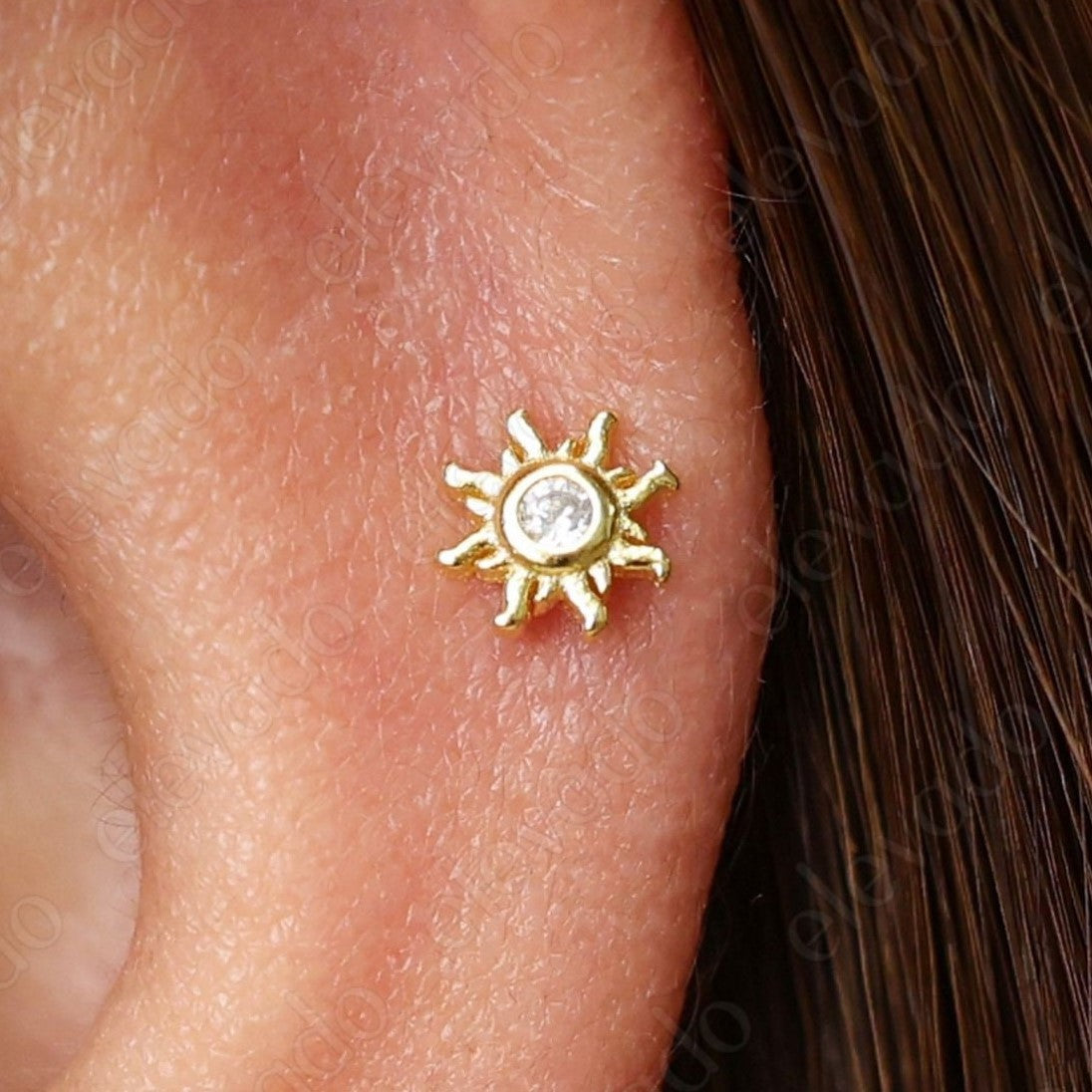 Wholesale Titanium Steel 18K Gold Minimalist Star Moon Sun Earrings Set