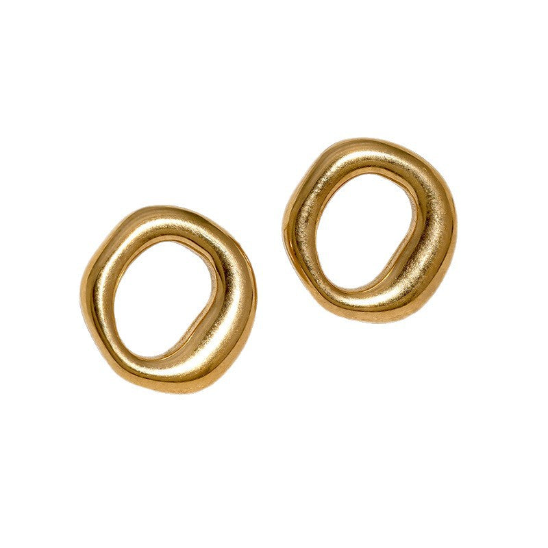 Wholesale Geometric Stainless Steel Earrings For Women Modern Minimalist Circle Design Fashion Jewelry Accessory