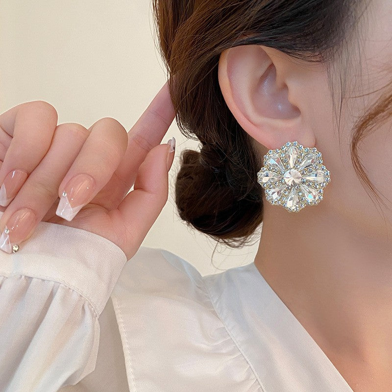 Wholesale  Flower  Silver Pin Petal Earrings