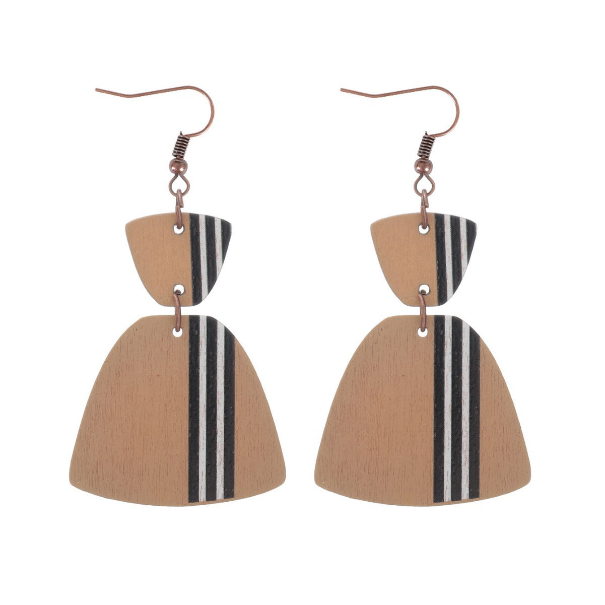 Wholesale  Love Striped Earrings Flower Wooden Earrings