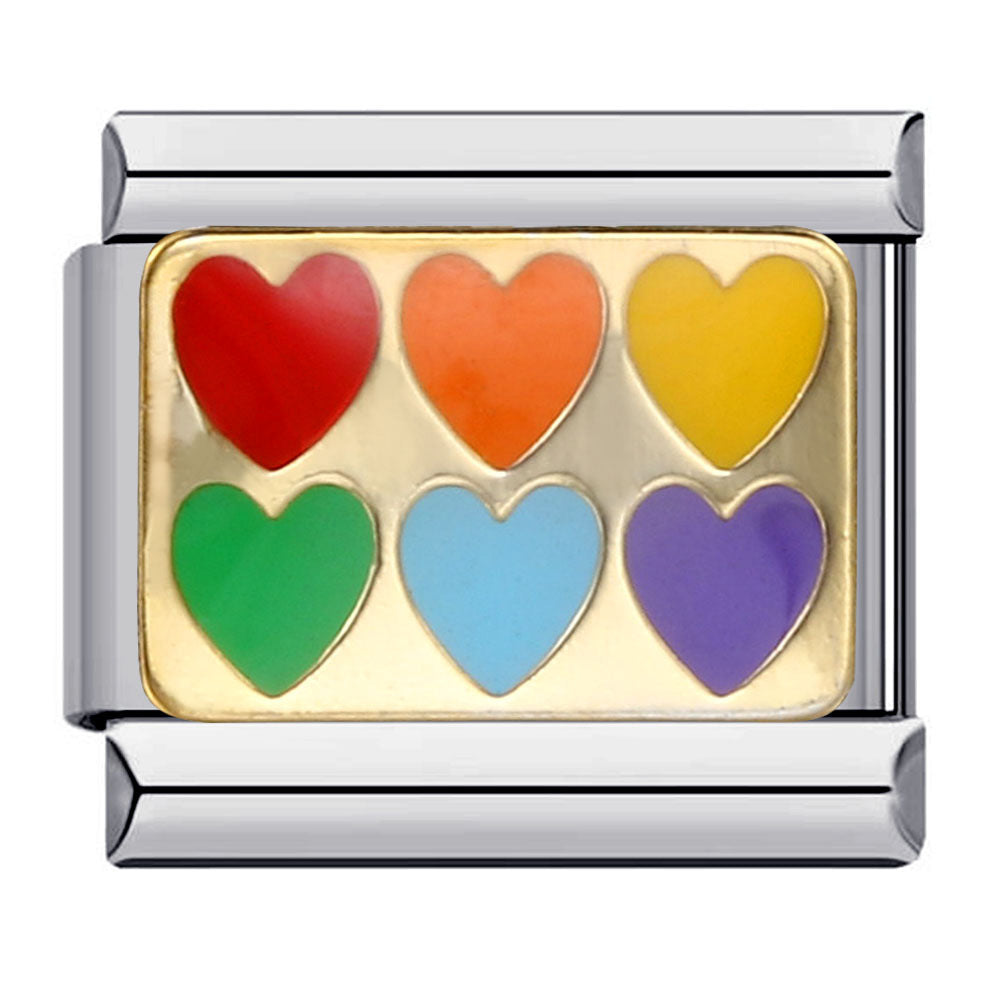 Wholesale Italian Charm Bracelet 9mm DIY Splicing Removable Rainbow Heart Stainless Steel Composable Bracelet