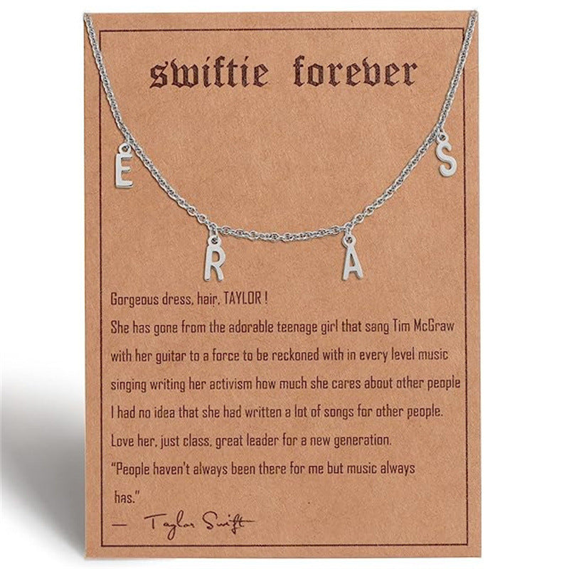 Wholesale  letter stainless steel paper card steel pendant clavicle chain