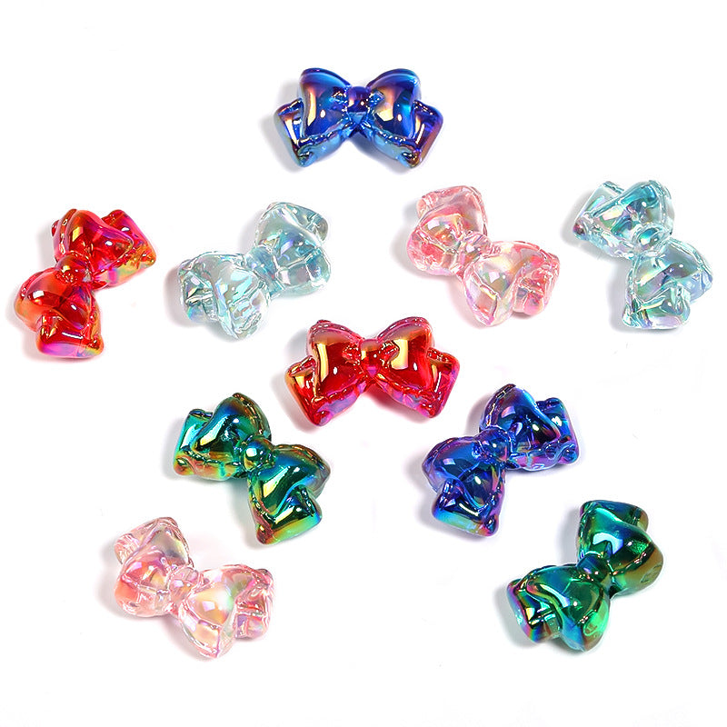 Wholesale 100pcs UV Electroplating Transparent Color Bowknot Acrylic Beads DIY Beaded Accessories ACC-BDS-BLG076