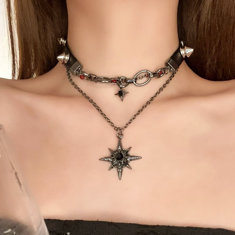 Wholesale  Cross Rivet Leather Necklace