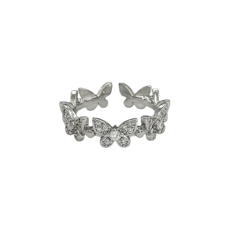 Wholesale  flash diamond butterfly ring