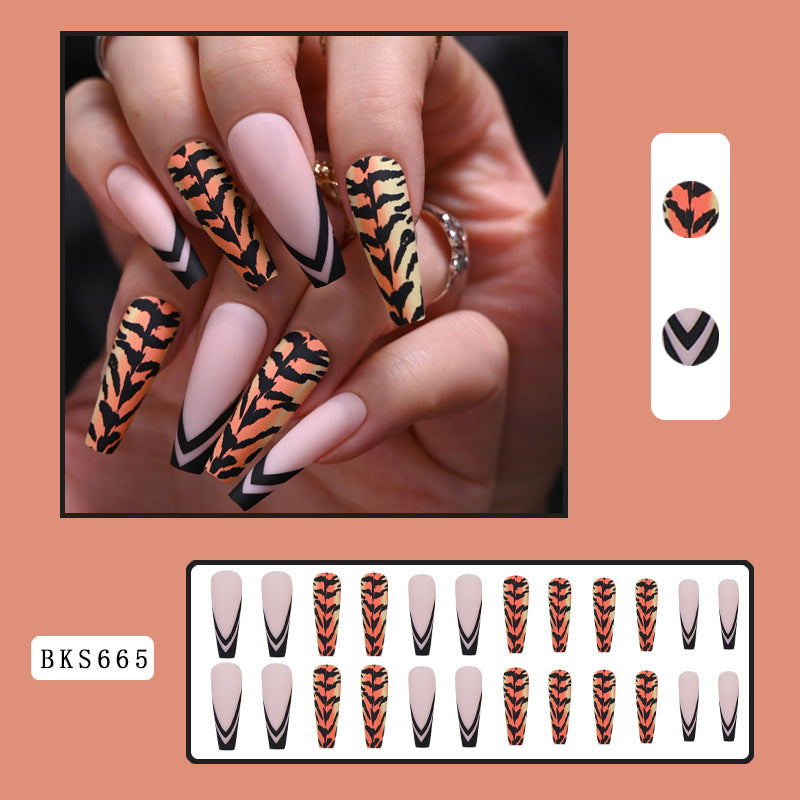 Wholesale Plastic Press on Nails Kits Matte Leopard Print Nail Enhancement ACC-NS-MeiSu013