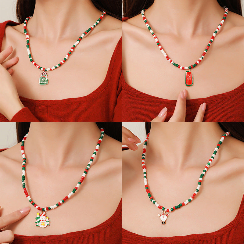 Wholesale Christmas Acrylic Rice Bead Necklaces ACC-NE-Zhey003