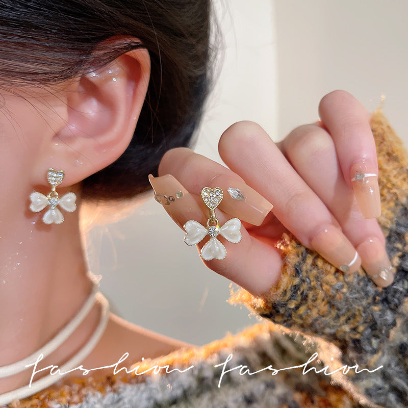 Wholesale  Love Flower Stud Earrings Women's 925 Silver Needle Long Tassel Earrings