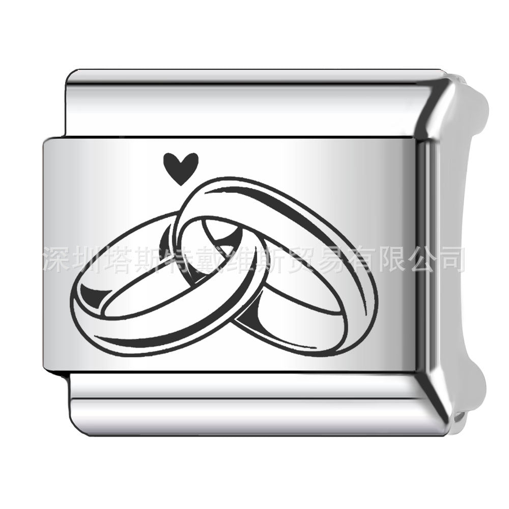 Wholesale 9mm Italian Charm Starter Bracelets DIY square Single Section Creative Stainless Steel Composable Bracelet