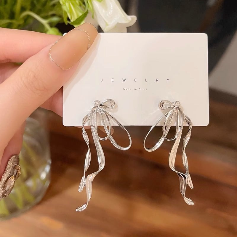 Wholesale Ribbon Bow Earrings Light Luxury Exaggerated  Earrings