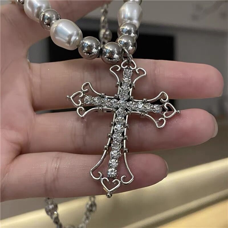 Wholesale Retro Dark Style Cross Pendant Necklaces Choker Necklaces ACC-NE-Fuhui001