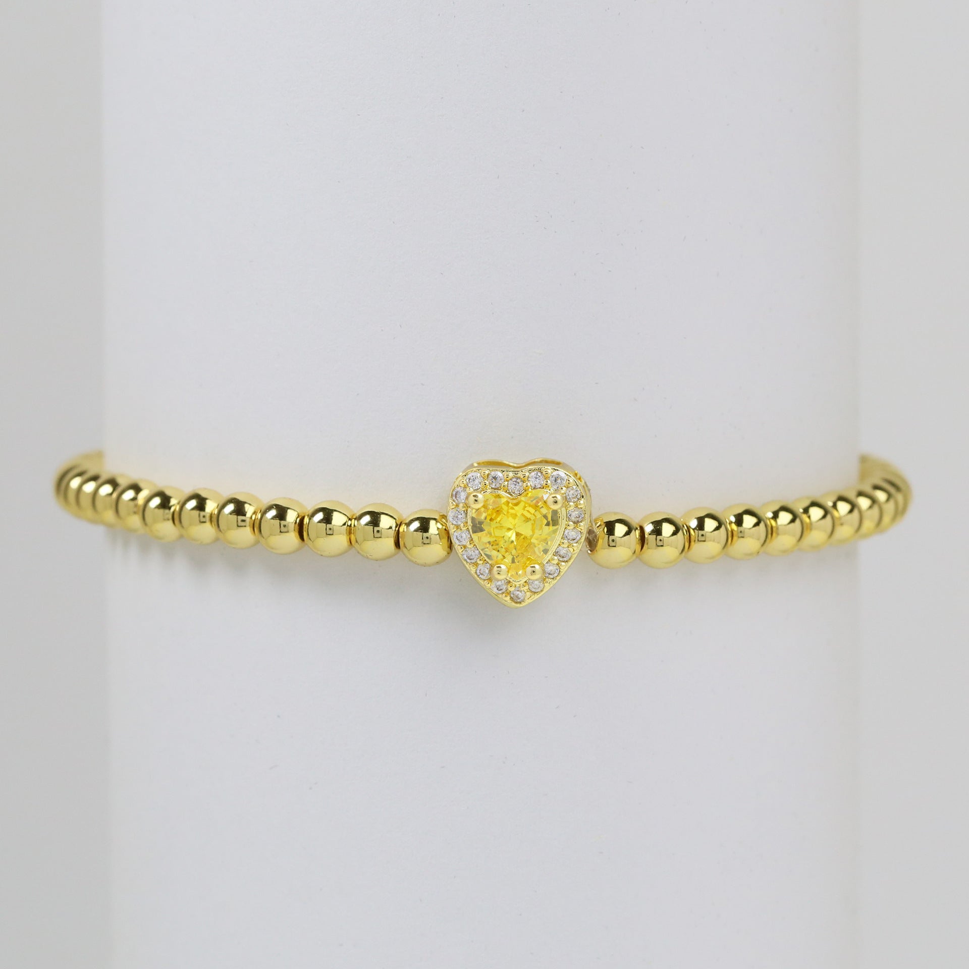 Wholesale  18k gold twelve birthstone December stone color love copper beads bracelet