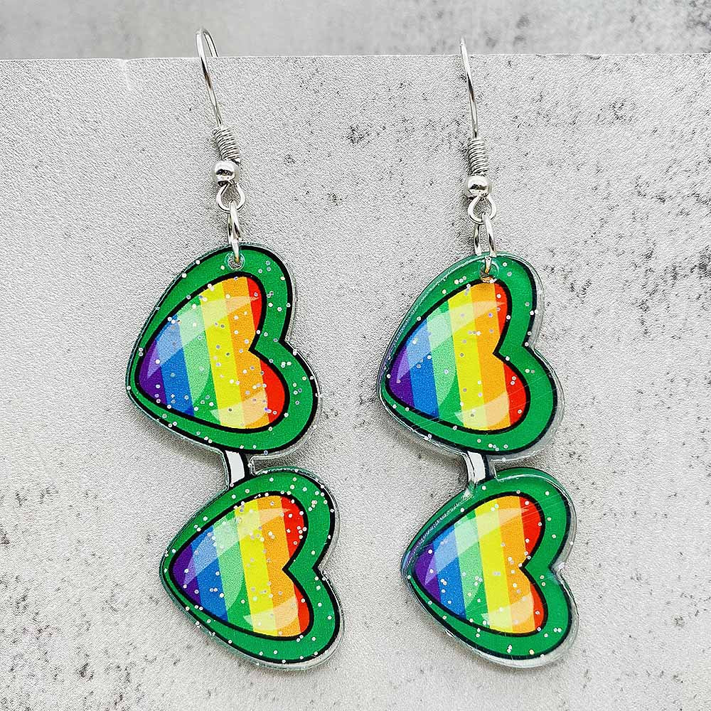 Wholesale LGBT Heart Shaped Glasses Acrylic Earrings ACC-ES-CY018