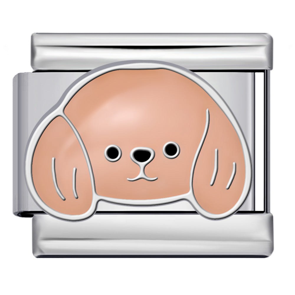 Wholesale Italian Charm Bracelet 9mm DIY Splicing Cute Cartoon Dog Stainless Steel Composable Bracelet