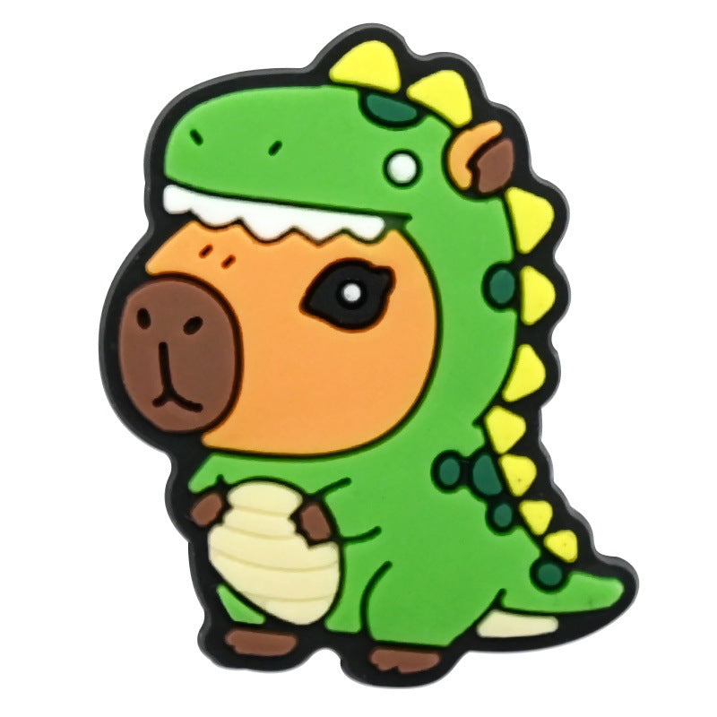 Wholesale   Random 100pcs Cute capybara PVC Soft Rubber Shoe Buckle Decoration