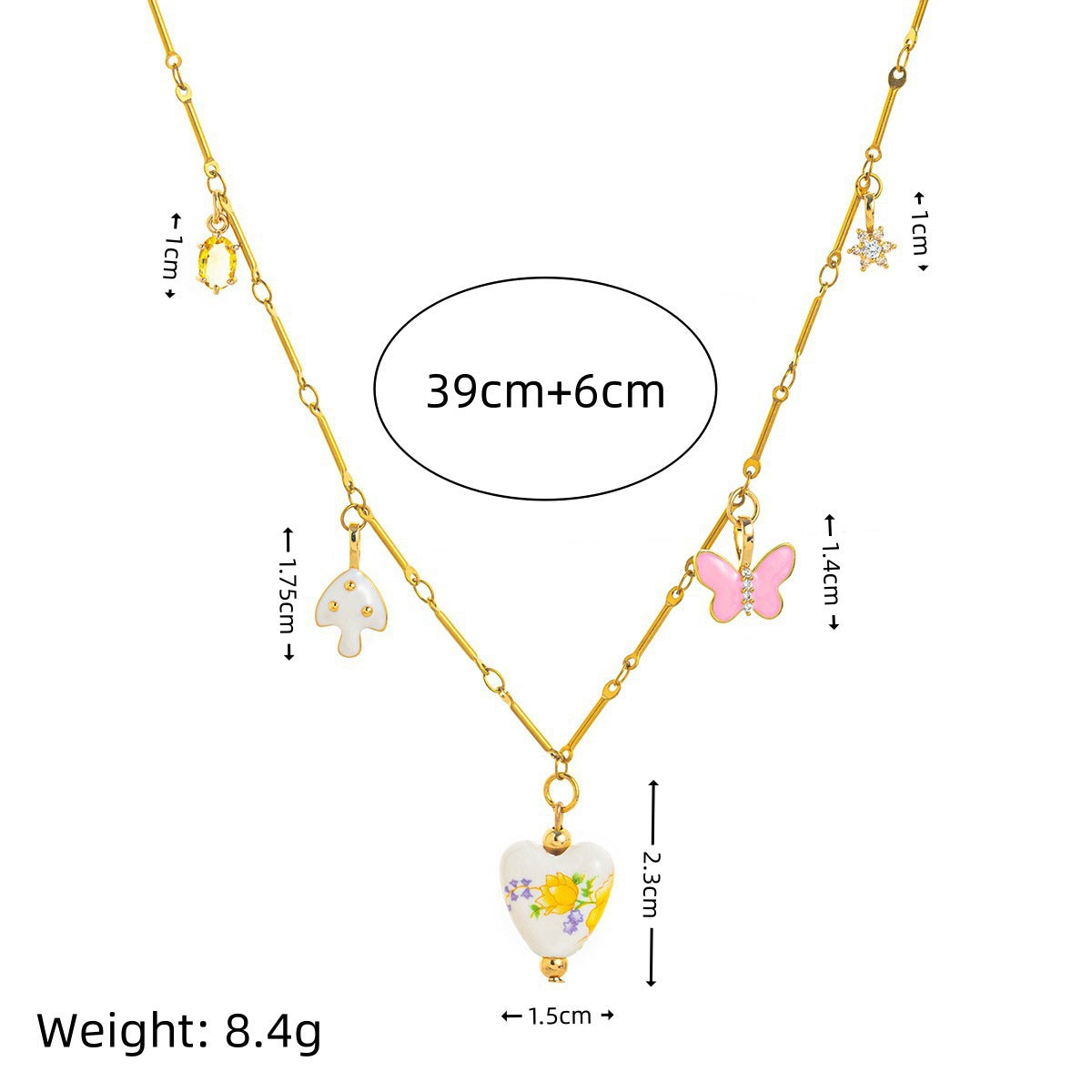Wholesale copper love five-pointed star butterfly zircon chain necklace