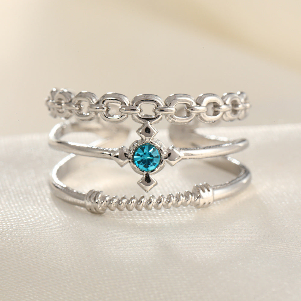 Wholesale Line Ring Micro-Inlaid Zirconia Stainless Steel Open Rings  ACC-RS-TaiMei005